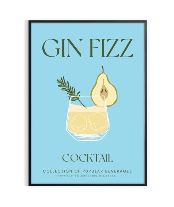 Affiche Cocktail Gin Fizz pas chere