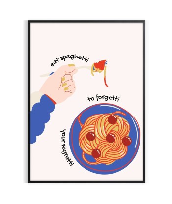 Eat Spaghetti To Forgetti Kitchen Poster en stock