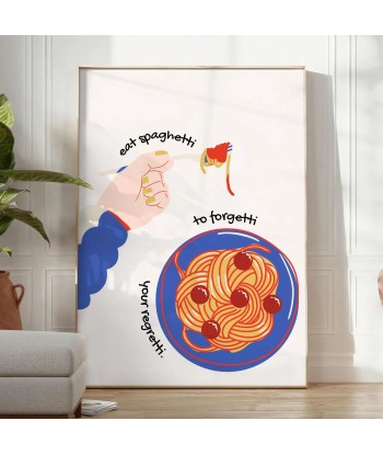 Eat Spaghetti To Forgetti Kitchen Poster en stock