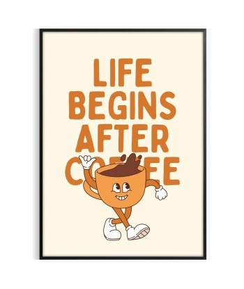 Life Begin After Coffee Kitchen Print basket pas cher