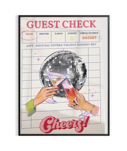 Affiche Graphique Guest Check Cheers prix pour 