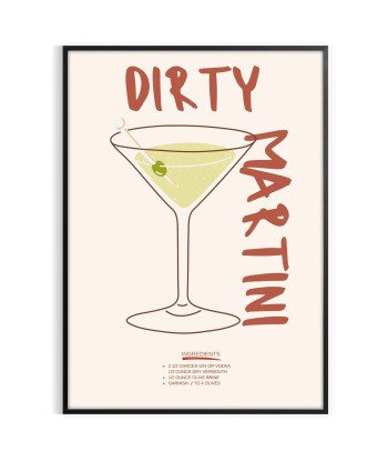 Affiche Cocktail Dirty Mafficheini rembourrage situé sous