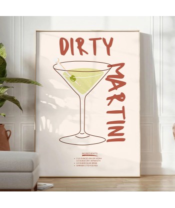 Affiche Cocktail Dirty Mafficheini rembourrage situé sous