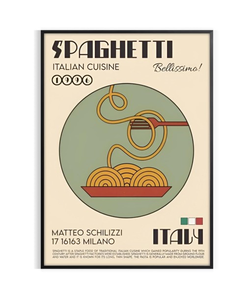 Spaghetti Italian Cuisine Kitchen Poster 1 Amélioration de cerveau avec