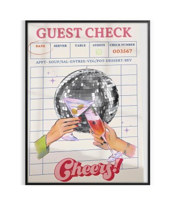 Guest Check Cheers Graphic Art Print paiement sécurisé