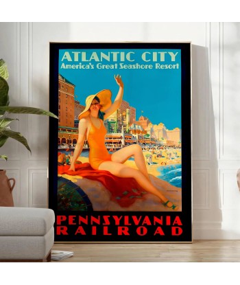 Atlantic City Vintage Travel Poster Wall Print Voir les baskets