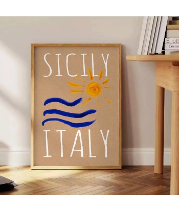 Sicily Italy Vintage Poster de technologie