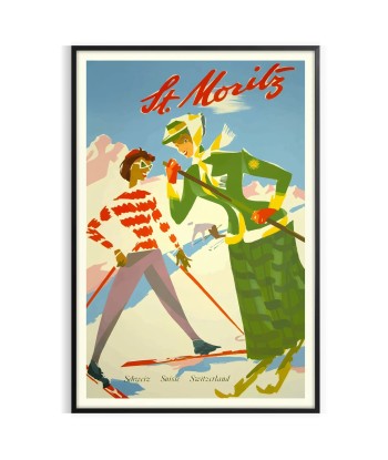 St Moritz Vintage Travel Poster Print destockage