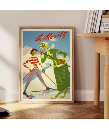 St Moritz Vintage Travel Poster Print destockage