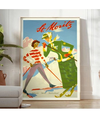 St Moritz Vintage Travel Poster Print destockage