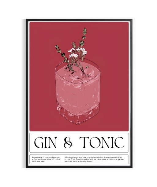 Gin Tonic Cocktail Print français