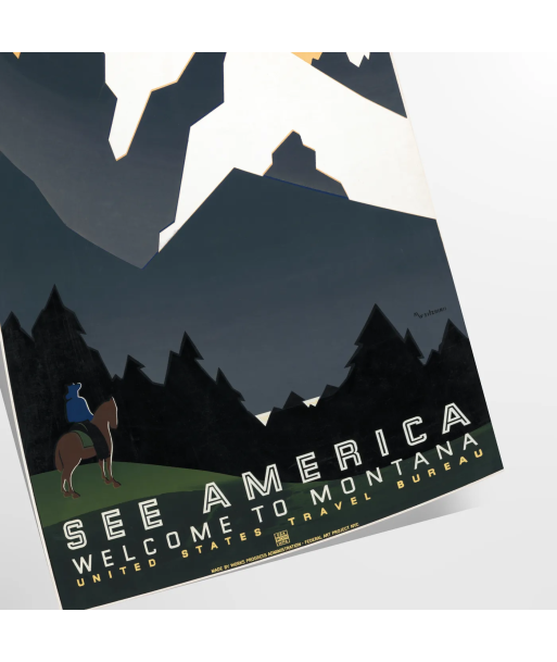 Affiche Voyage America Montana, Affiche le concept de la Pate a emporter 