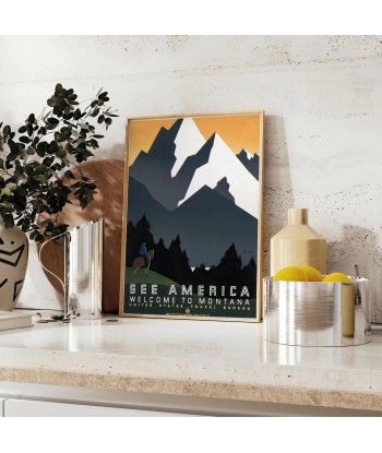 Affiche Voyage America Montana, Affiche le concept de la Pate a emporter 