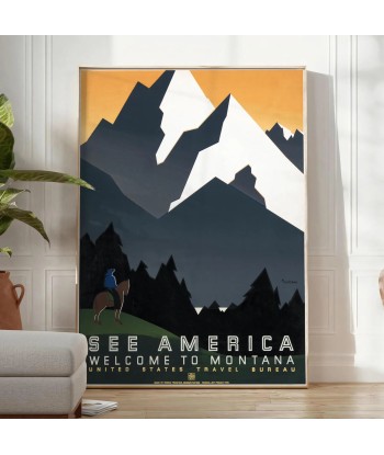 Affiche Voyage America Montana, Affiche le concept de la Pate a emporter 