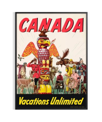 Canada Vacances Illimité Affiche Voyage Affiche rembourrage situé sous