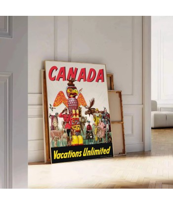 Canada Vacances Illimité Affiche Voyage Affiche rembourrage situé sous