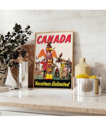 Canada Vacances Illimité Affiche Voyage Affiche rembourrage situé sous