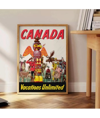 Canada Vacances Illimité Affiche Voyage Affiche rembourrage situé sous