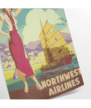 Affiche Voyage Hong Kong Northwest Airlines l'achat 