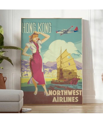 Affiche Voyage Hong Kong Northwest Airlines l'achat 