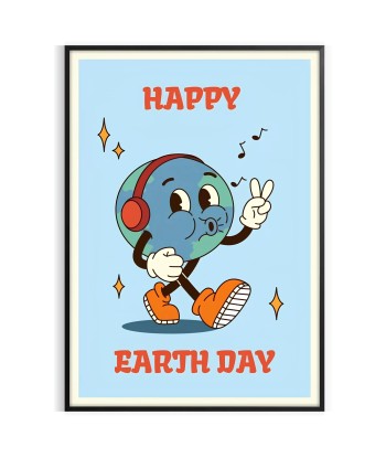 Happy Earth Day Groovy Poster Amélioration de cerveau avec