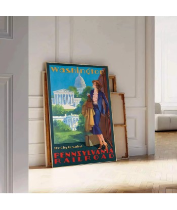 Affiche Voyage Maison Blanche Chemin Fer Pennsylvanie Poster en linge