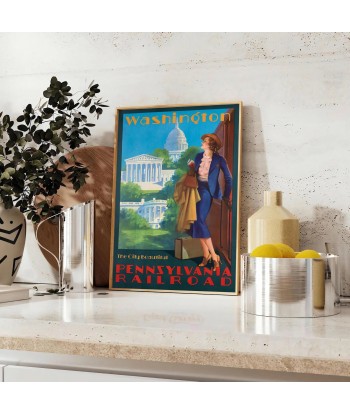 Affiche Voyage Maison Blanche Chemin Fer Pennsylvanie Poster en linge