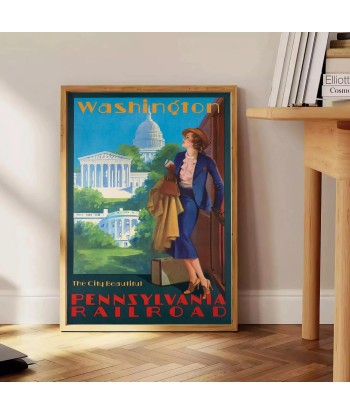 Affiche Voyage Maison Blanche Chemin Fer Pennsylvanie Poster en linge