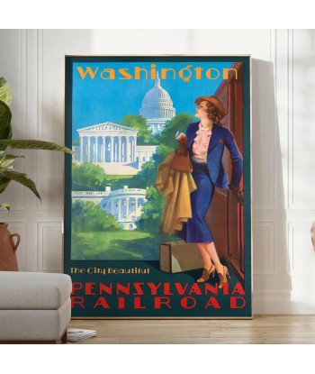 Affiche Voyage Maison Blanche Chemin Fer Pennsylvanie Poster en linge