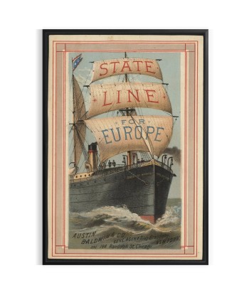 State Line Pour L’Europe Affiche Voyage Bateau Affiche suggérées chez