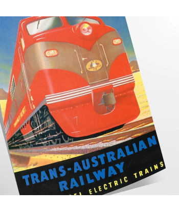 Affiche Voyage Ferroviaire Trans-Australiee, Affiche brillant des détails fins