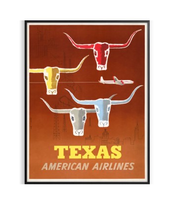 Us Texas American Airlines Affiche Voyage Affiche paiement sécurisé