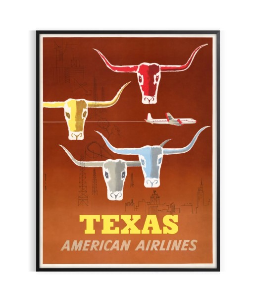 Us Texas American Airlines Affiche Voyage Affiche paiement sécurisé