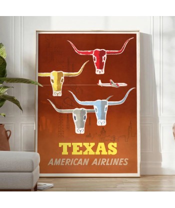 Us Texas American Airlines Affiche Voyage Affiche paiement sécurisé