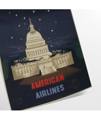 Affiche Vintage Washington American Airlines Economisez 