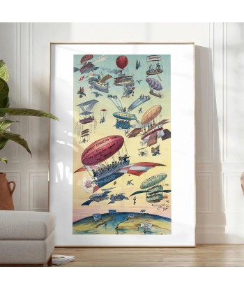 Affiche Voyage Vintage Wagon Volant ouvre sa boutique