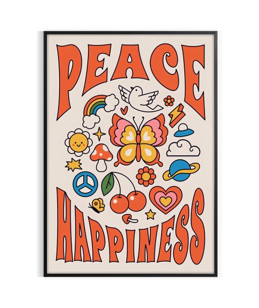 Peace Happinessprint Groovy Poster de l' environnement