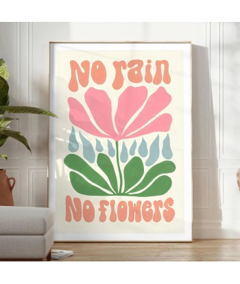 No Rain Flowers Groovy Wall Print en stock