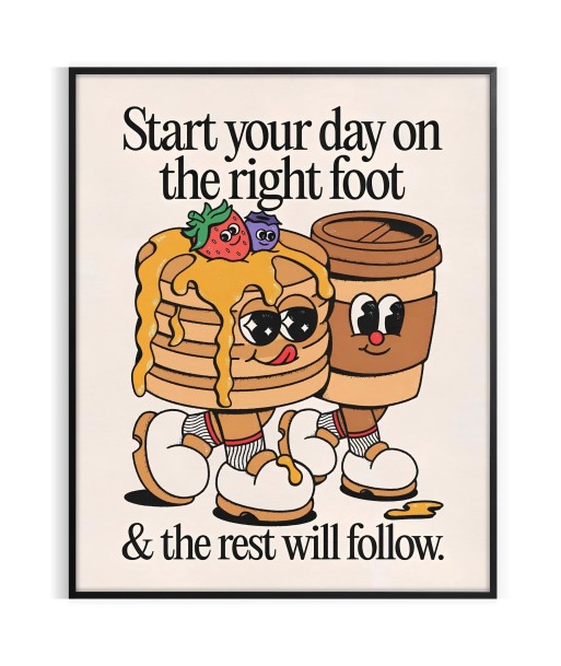 Start The Day On Right Foot Groovy Poster solde