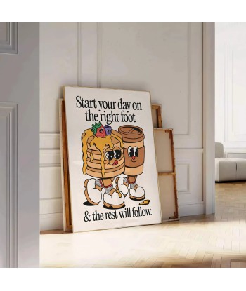 Start The Day On Right Foot Groovy Poster solde