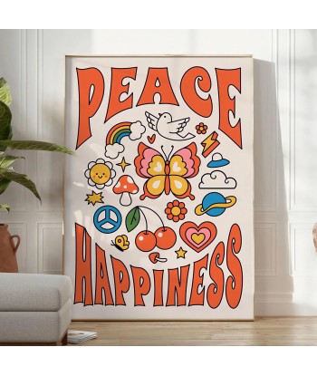 Peace Happinessprint Groovy Poster de l' environnement